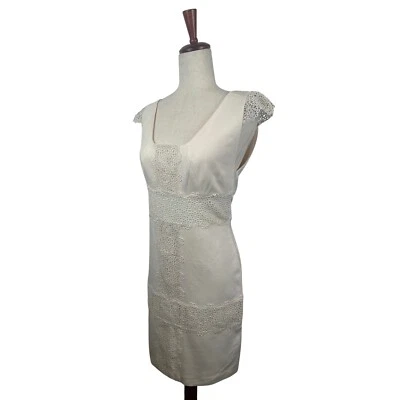 Vestido Yoana Baraschi Crema Encaje Cóctel Fiesta Sin Mangas Beige Talla 6 Nuevo sin Etiquetas Foto 1 de 4