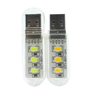 2PCS Mini Portable Bright 3 LED Night Light USB Lamp (White) 3 LEDs night lamp - Picture 1 of 4