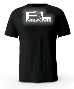 T-shirt Miami FL con logo riflettente nera - Foto 1 di 4