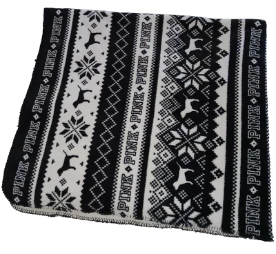 Victorias Secret PINK Blanket Dog Throw Stadium Labrador Retriever Black White - Image 1 of 4