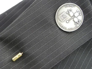 Broche Judío Judaica Prendedor Auténtico Israel Granada Menorá moneda - Imagen 1 de 4