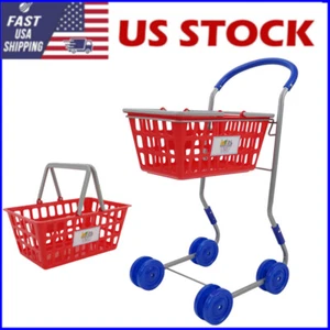 Kids Shopping Cart Kids Pretend Play, Converting Shopping Cart & Basket - Picture 1 of 7