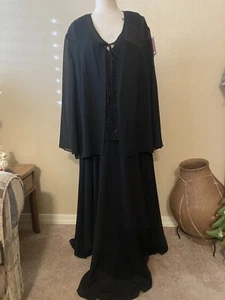 ONYX NITE 2 pc. Black Sparkle Glitter Dress and Semi Sheer Jacket Size 24W NWT - Picture 1 of 11