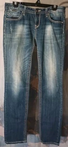 Express RERock Damenjeans 10 Skinny Distress dunkelblau gewaschen - Bild 1 von 8