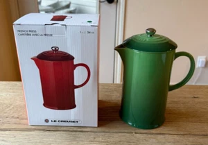 Le Creuset Stoneware 34 oz 1 Liter French Press Bamboo Green NEW - Picture 1 of 12