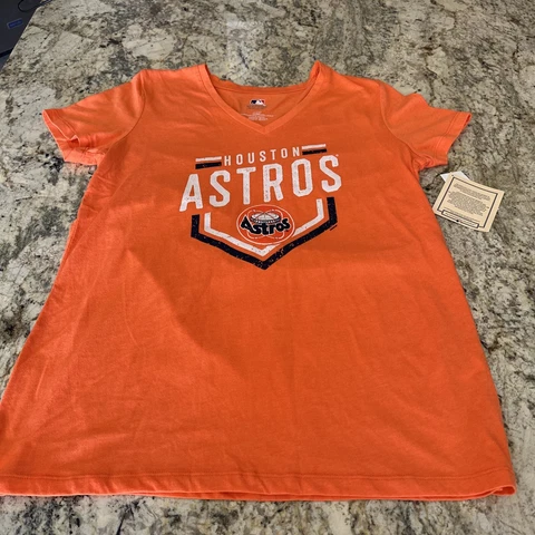 Women’s Houston Astros Orange V-Neck T-Shirt Size Large Cover