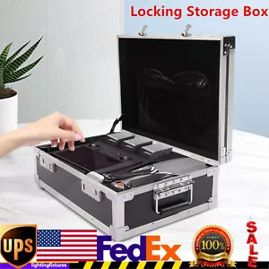 Aluminum Hard Case Briefcase Toolbox Storage Box Tool Case Black Carrying Case - Picture 1 of 10