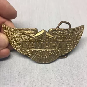 Vintage Yamaha Brass Belt Buckle Motor Cycles Eagle Flag USA Biker Carnival Club - Picture 1 of 4