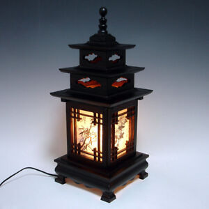 Drewniany abażur Azjatycka latarnia Nocny akcent Biurko Lampa stołowa