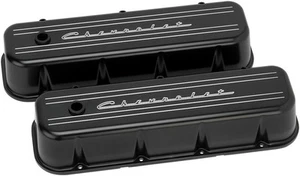 BILLET SPECIALTIES CHEVROLET SCRIPT BLACK ALUMINUM BBC TALL VALVE COVERS,CHEVY - Picture 1 of 1