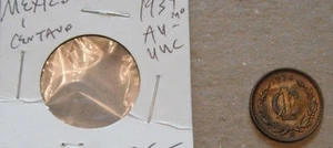 Mexico--3 copper coins....1934-1944...AU-BU condition--D - Picture 1 of 7