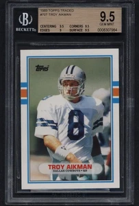 1989 TOPPS TRADED RC #70T TROY AIKMAN HOF BGS 9.5 GEM MINT ROOKIE #8307984 - Picture 1 of 2
