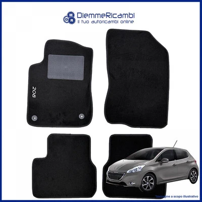 Série 4 Tapis - de Sol Moquette Noirs Pour Peugeot 208 à Partir 2012 Au 2019 - Photo 1/4