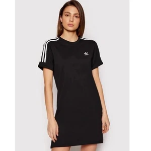 Adidas Polo Clásico Tenis Vestido Negro Manga Corta 3 Rayas Mujer M Ropa Activa - Imagen 1 de 6
