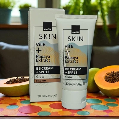 AVON SKIN Vit E BB Creme Glow Farbe Medium Vitamin E Kurkuma getönt Pflege LSF15 - Bild 1 von 4