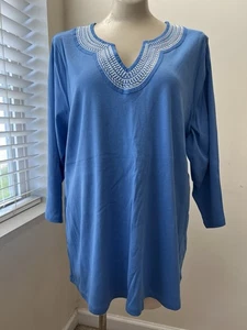 Neu mit Etikett Rafaella Damen 2X blau weiß 3/4-Arm Oberteil $ 49,50 - Bild 1 von 5
