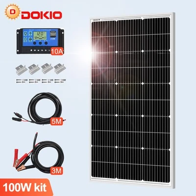 100 Watt 12V Solarpanel Set Solarmodul Solaranlage Inselanlage Garten Camping DE - Bild 1 von 4
