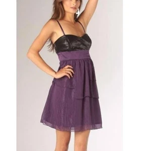 Vestido Walter by Walter Baker Lentejuelas Gasa Púrpura Negro Talla Mediana NUEVO - Imagen 1 de 8