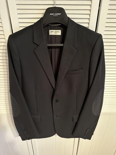 SAINT LAURENT (YSL) Giacca uomo Saint Laurent 2014 Hedi Slinane lana seta toppa gomito taglia 50 nera