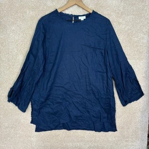 J.Jill Love Linen Tunic Top Size XL Blue Lagenlook Coastal Quiet Luxury - Picture 1 of 8