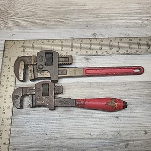 Lot 2 VTG Heavy Duty Pipe Wrench Sears 12” Hudson 10” Made In Japan/USA - Picture 1 of 6