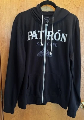 PATRON TEQUILA ZIP UP BLACK HOODIE HOODED JACKET THREADS 4 THOUGHT XL VGC - Image 1 of 4