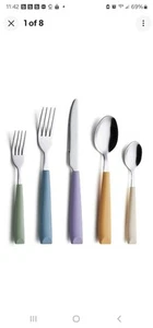 20 PCS Flatware Stainless Steel Silverware Utensil Set Pastel Handles Open Box  - Picture 1 of 7