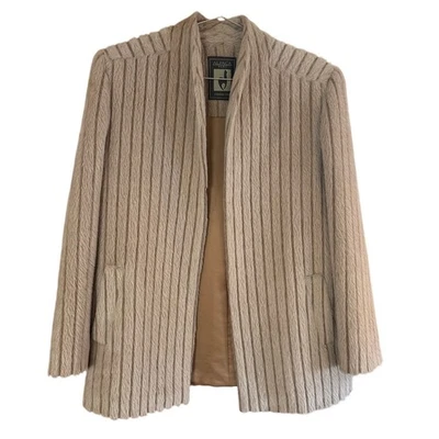 Alpaca fur wool blend beige womens open blazer SIZE M/L - Image 1 of 4