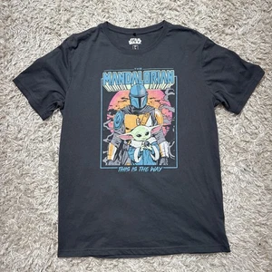 Mandalorian Shirt Men's Large Black Star Wars Baby Yoda Graphic Tee Short Sleeve - Bild 1 von 9