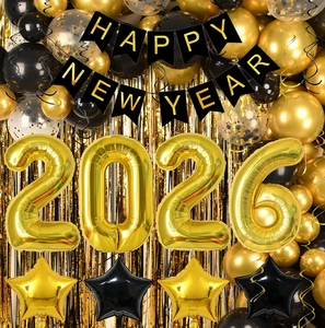 Silvester Party Zubehör 2026 Set - 153 Stück, riesige Gold 2026 Luftballons, Hap - Bild 1 von 7
