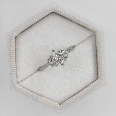 1.48ct F VS2 Princess Lab-Created Diamond 14K White Gold Pettit Engagement Ring - Image 1 of 4