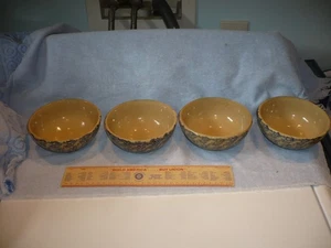 RRP Roseville Pottery Set of 4 Spongeware Bowls free shipping - Picture 1 of 4
