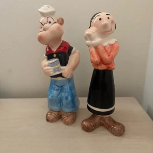 Vintage Popeye & Olive Oyl große Salz & Pfefferstreuer Keramik Made in Korea 8" - Bild 1 von 13