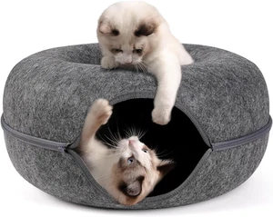Bininl Cat Tunnel - Peekaboo Cave Bed for Indoor Pets, Donut-Shaped House Wit... - Picture 1 of 17