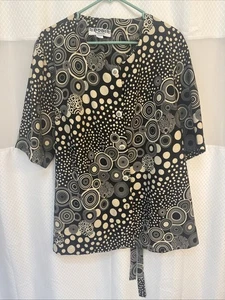 Dodi Fashion Inc Button Blouse Black White 1X - Picture 1 of 5