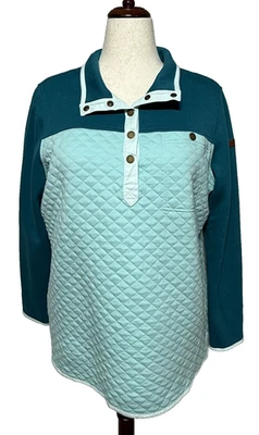 L.L. Bean толстовка женщин 1 X зеленый выстеганный Snap T Colorblock насмешливый шеи туризм - Изображение 1 из 4