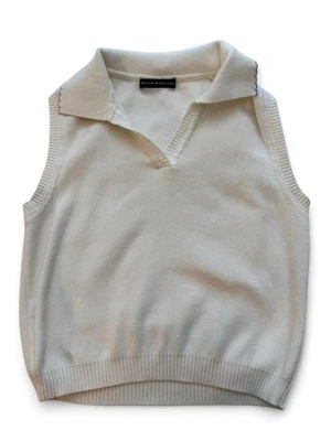 Brandy Melville Cream Collared Sweater Vest - One Size - Image 1 of 4