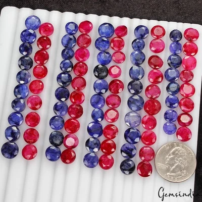 263 Ct/95 Pcs Natural Red Blue Beryl Round Faceted Loose Wholesale Gemstone Lot - Image 1 of 4