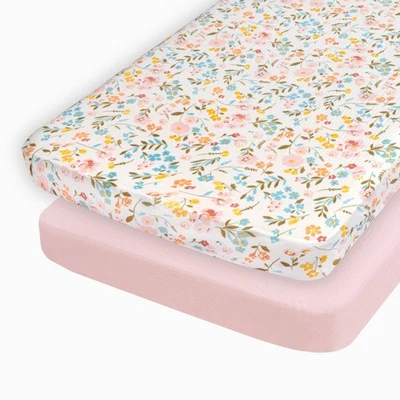 Sábanas para cuna de muselina para niña, sábanas para cuna de algodón de muselina ajustables, colchón para cuna de 2 piezas... Foto 1 de 4