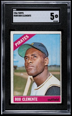 1966 Topps 300 Roberto Bob Clemente Salón de la Fama Piratas de Pittsburgo SGC 5 Foto 1 de 2