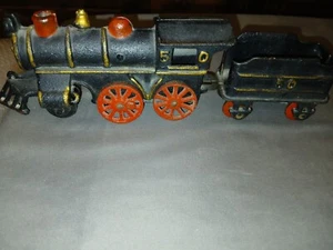 Cast-Iron Toy Train Steam Locomotive Engine & Tender Coal Train Car #50 Vintage - Picture 1 of 2