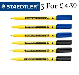 3 x Staedtler Handwriting Pen. Blue or Black Ink or Mixed - Picture 1 of 5