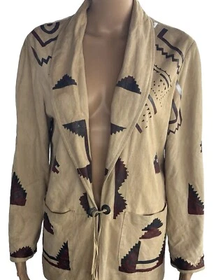 Blazer Char & Sher Santa Fe 1970’s gamuza para mujer talla 8 con cierre de cuerda de corbata Foto 1 de 4