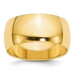 14K Solid Yellow Gold 10mm Half Round Classic Wedding Ring - Picture 1 of 132
