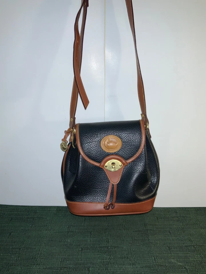 Vintage Dooney & Bourke Essex Black Pebbled Leather Purse/ Adjustable Length - Image 1 of 4