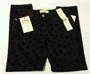 l.e.i. Girls Skinny Pants Sz 12 Reg Kate Lowrise Black Heart Layla Kids - Picture 1 of 4