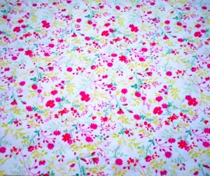 Quilt Fabric By Yard CLEARANCE Pink Floral Green Leaf White Premium Cotton #B C - Picture 1 of 2