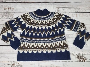Evereve Women's Navy Blue Fair Isle Turtleneck Sweater, Size XS - Picture 1 of 6