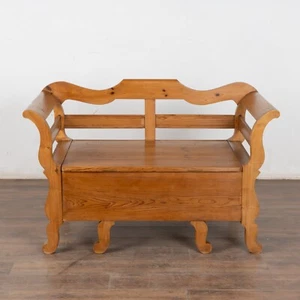 Mid 19th Century Swedish Small Pine Bench with Storage - Picture 1 of 10