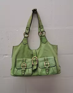 Green/Brat/Lime Buckle Y2k Vintage Tote Slouchy Shoulder Handbag - Picture 1 of 9